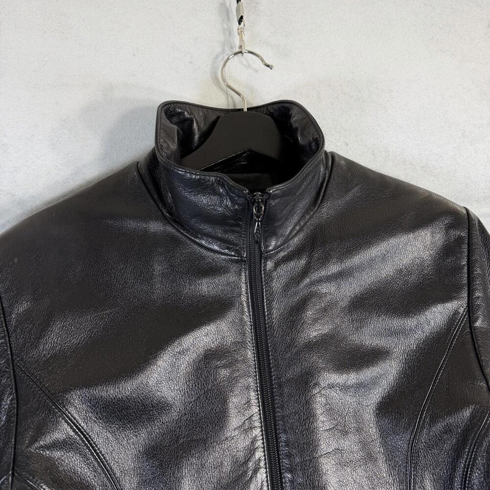 Maxima Wilson’s Leather Jacket Womens Large Black Moto Full Zip Vintage Y2K - Picture 3 of 8